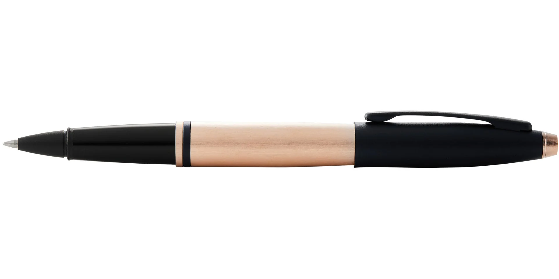Calais™ Brushed Rose Gold Plate and Black Lacquer Rollerball Pen - Image 4