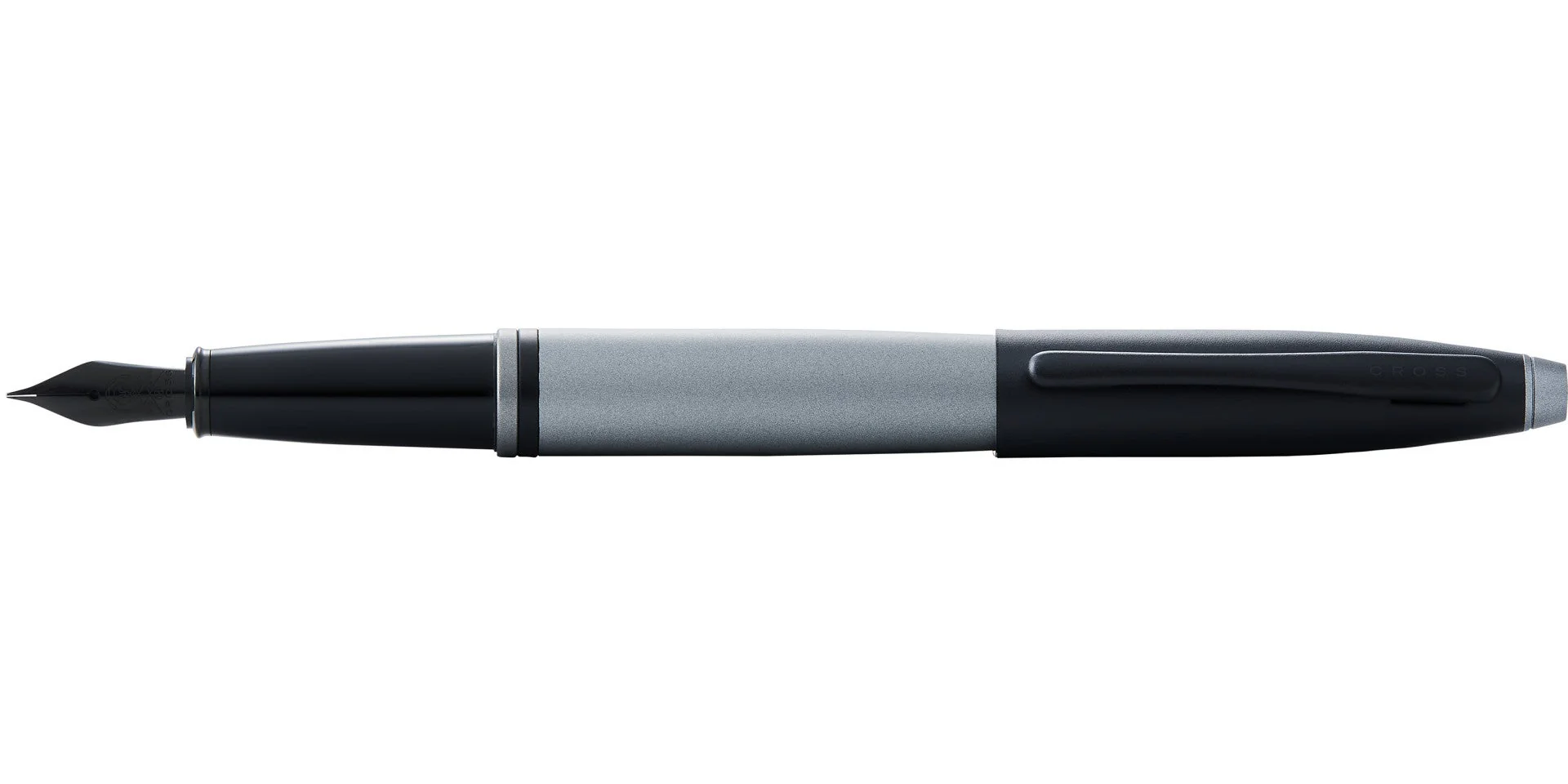 Calais™ Matte Gray and Black Lacquer Stainless Steel Medium Nib Fountain Pen - Image 3