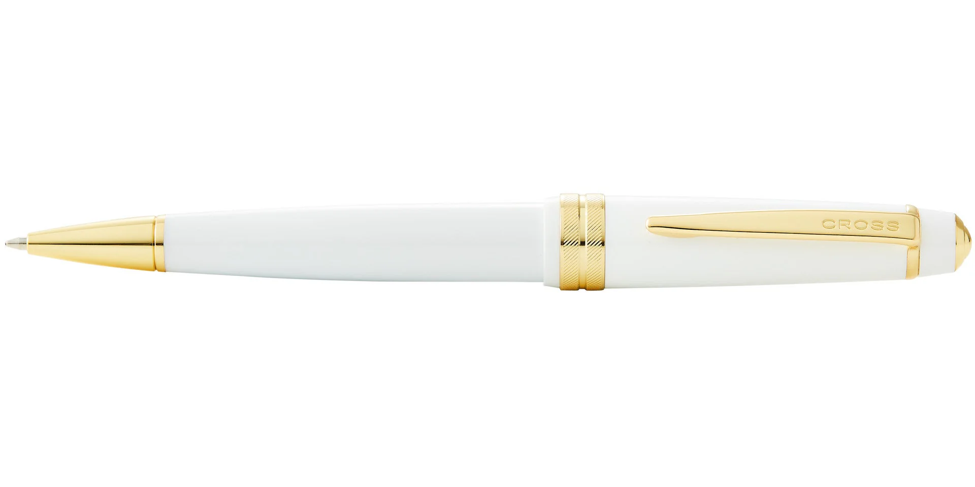 Bailey Light™ Polished White Resin and Gold Tone Ballpoint Pen - Image 3