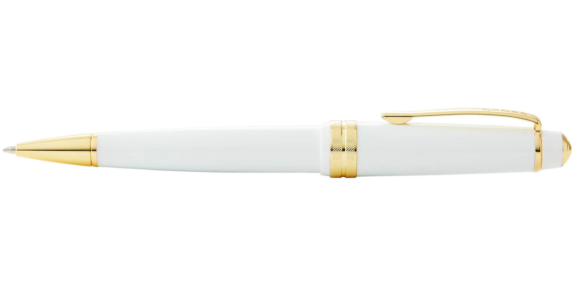 Bailey Light™ Polished White Resin and Gold Tone Ballpoint Pen - Image 4