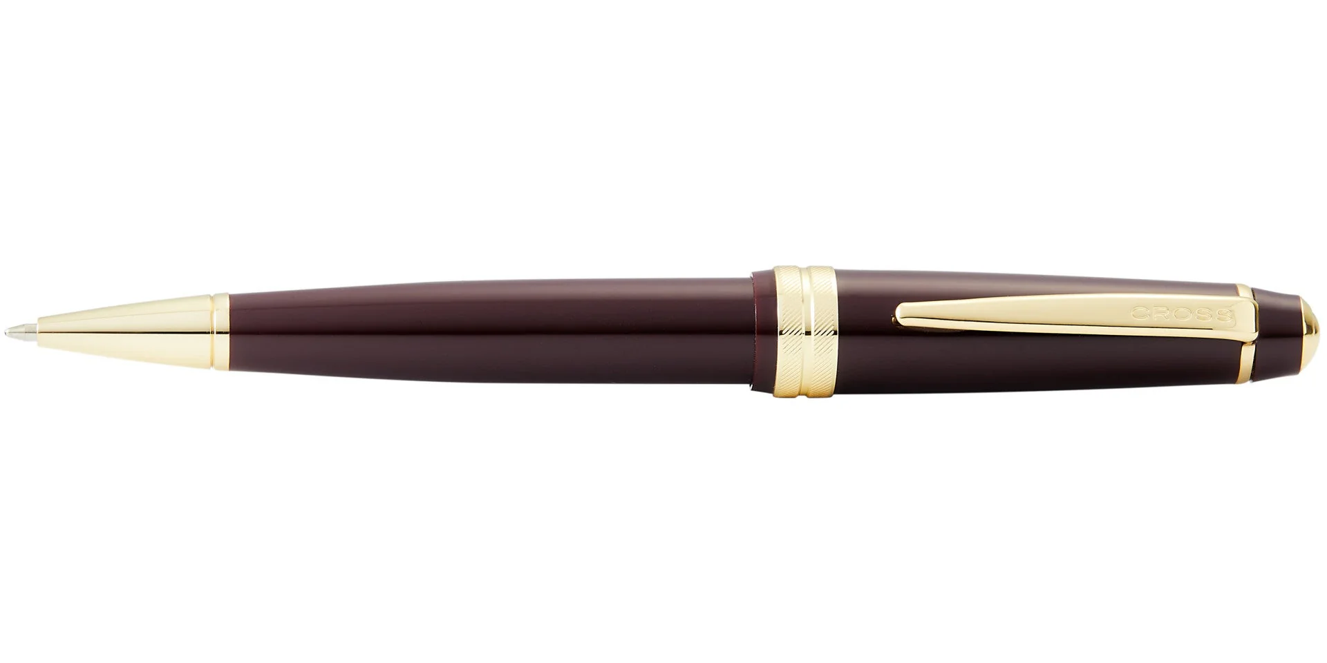 Bailey Light™ Polished Burgundy Resin and Gold Tone Ballpoint Pen - Image 3