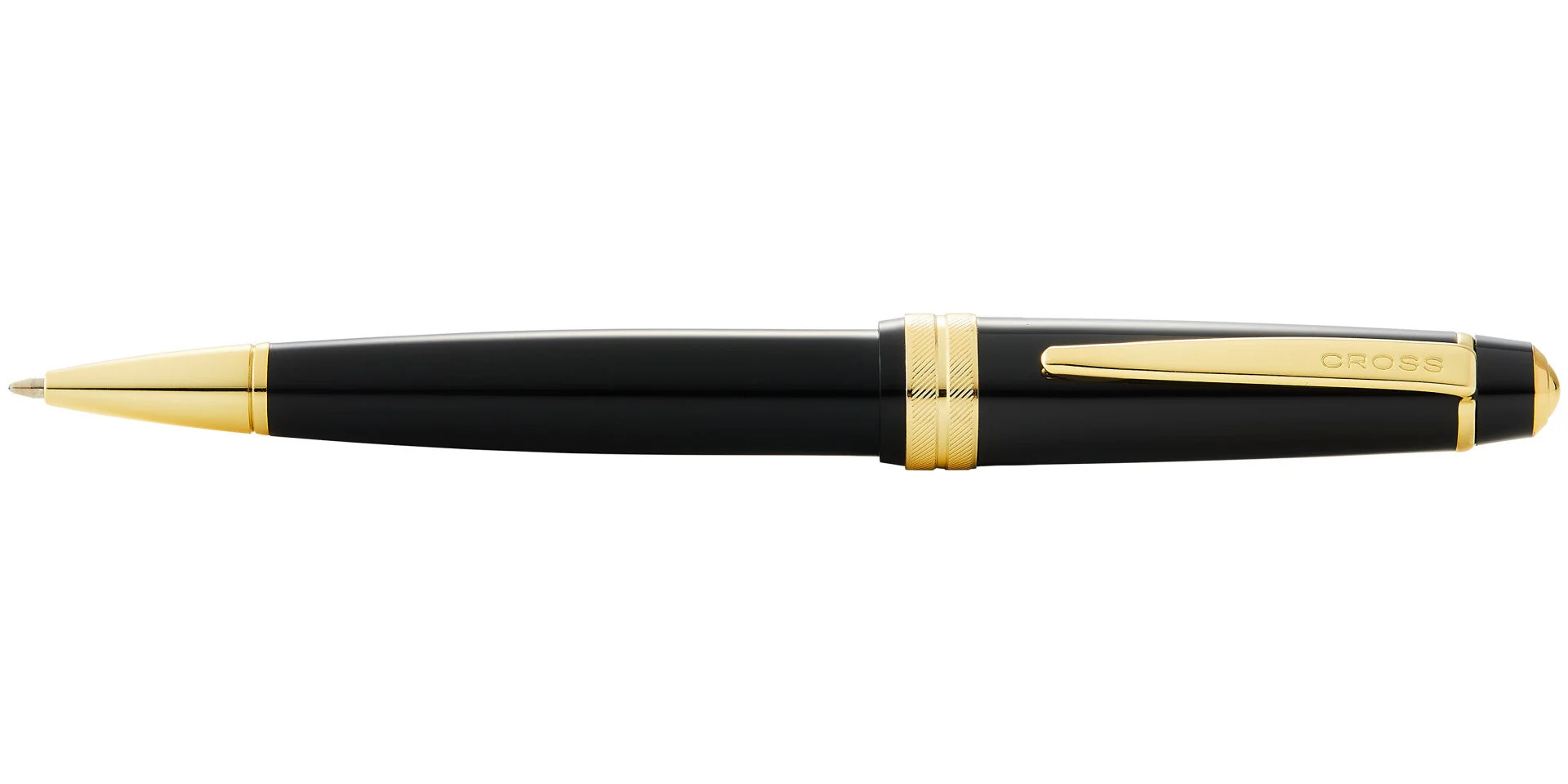 Bailey Light™ Polished Black Resin and Gold Tone Ballpoint Pen - Image 3