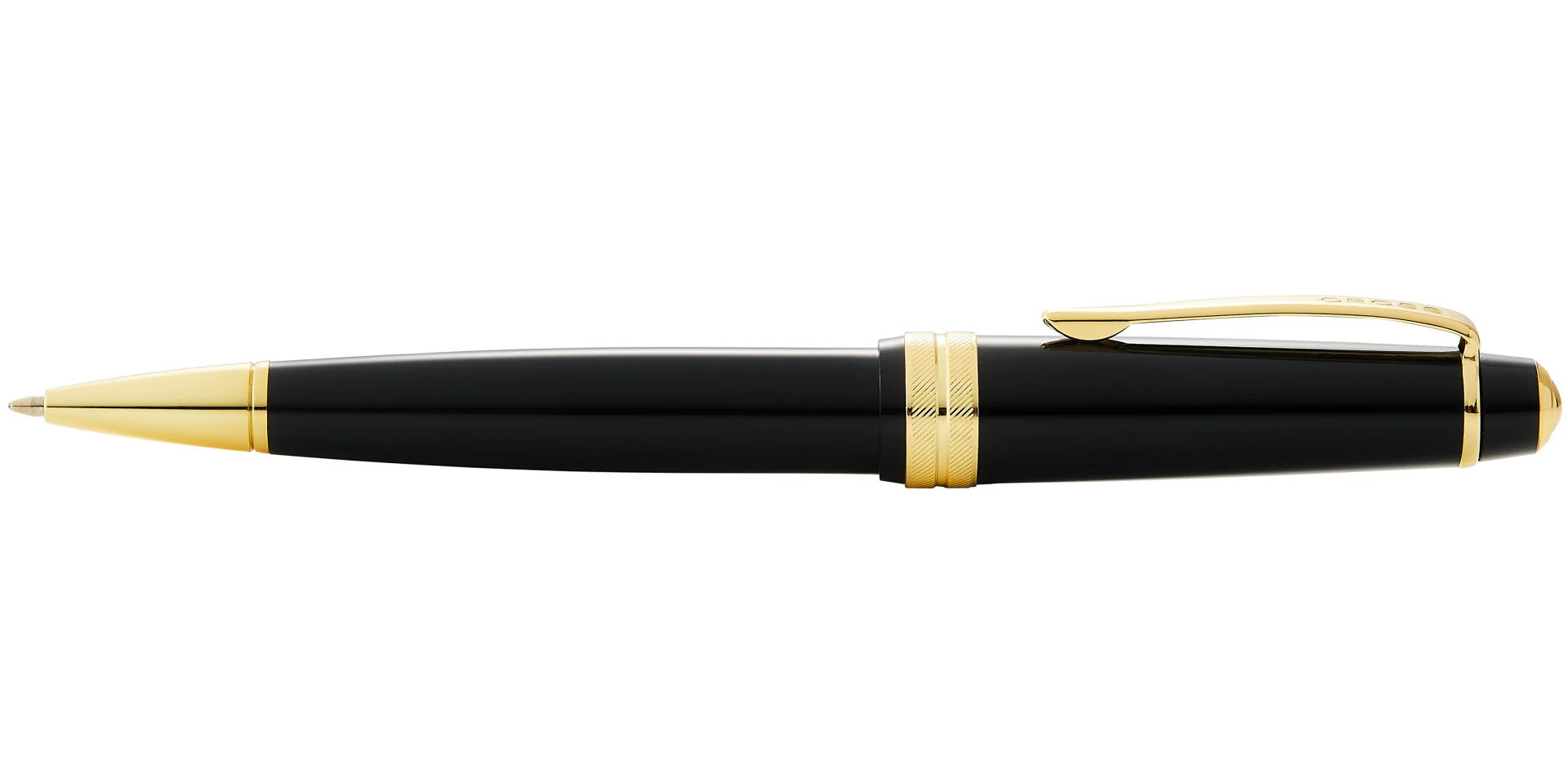Bailey Light™ Polished Black Resin and Gold Tone Ballpoint Pen - Image 4