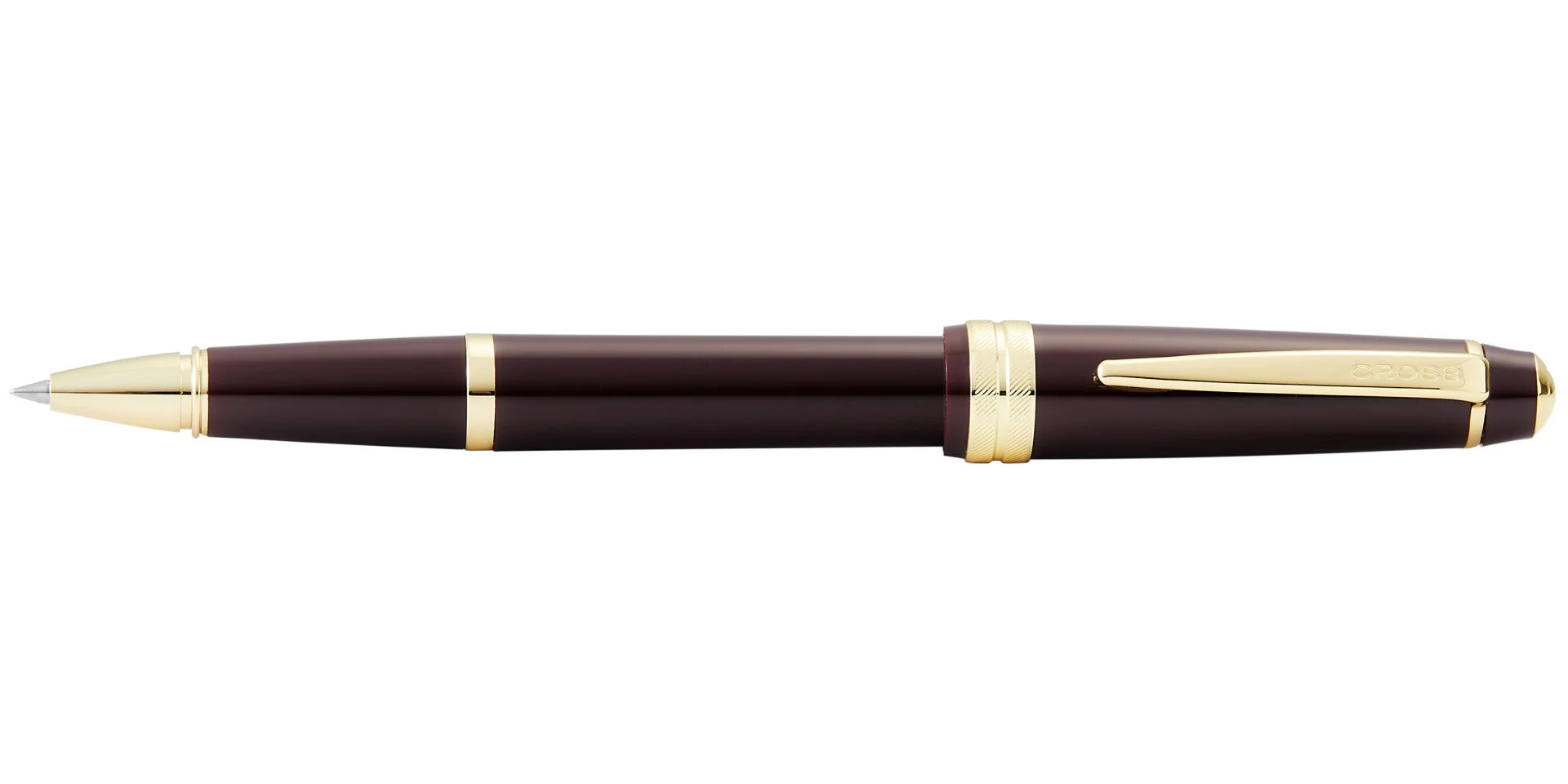 Bailey Light™ Polished Burgundy Resin and Gold Tone Rollerball Pen - Image 3