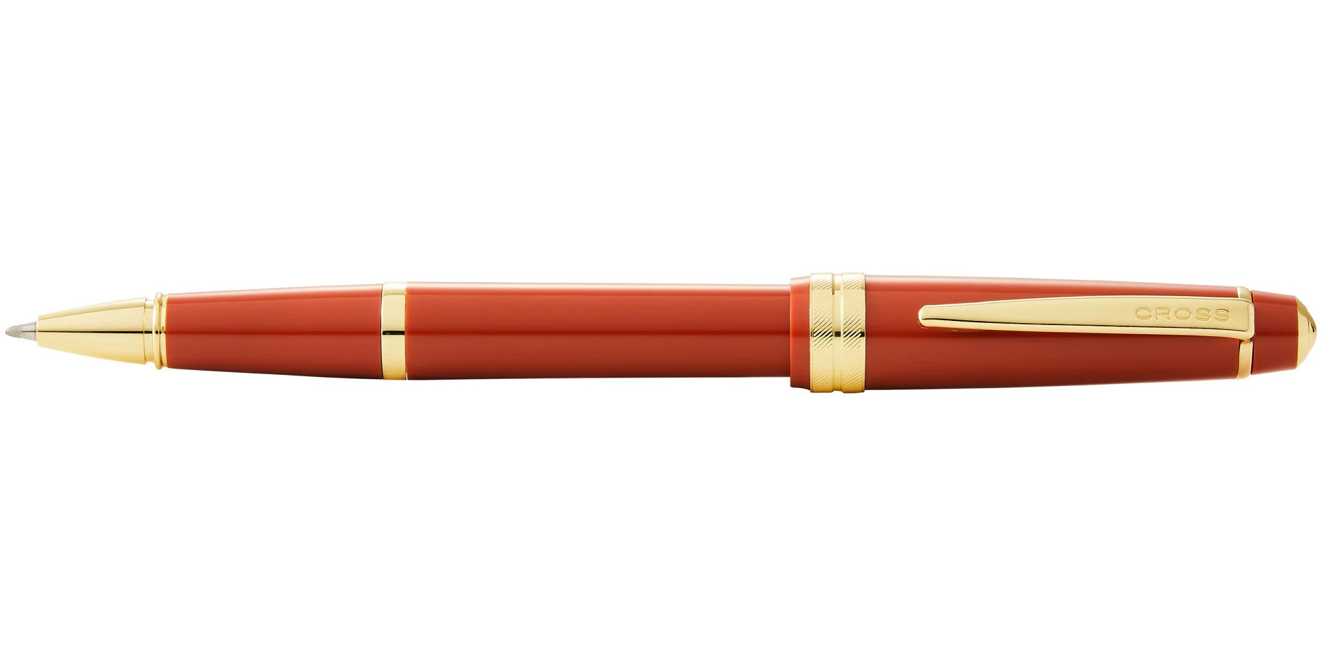 Bailey Light™ Polished Amber Resin and Gold Tone Rollerball Pen - Image 3