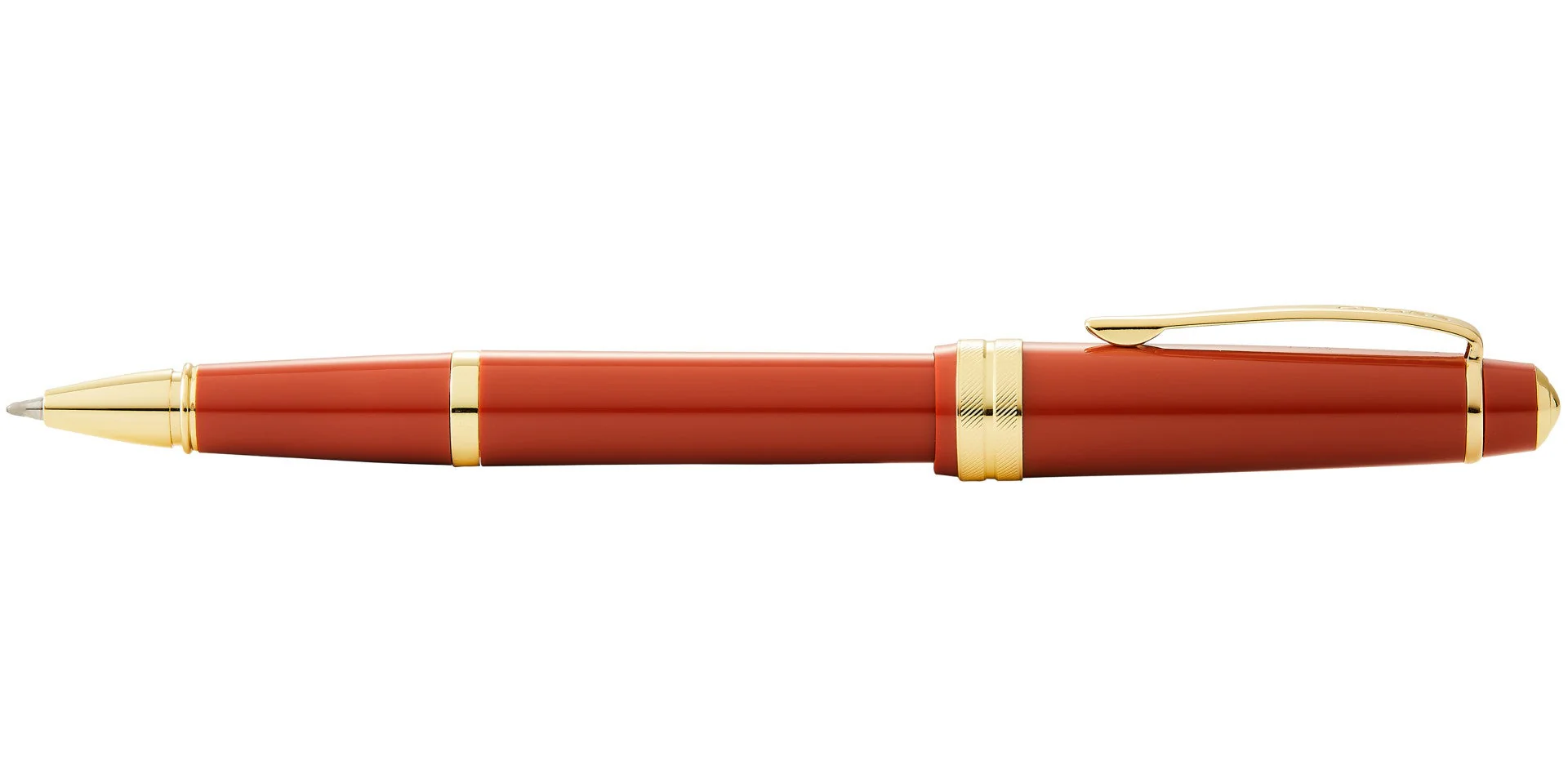 Bailey Light™ Polished Amber Resin and Gold Tone Rollerball Pen - Image 4