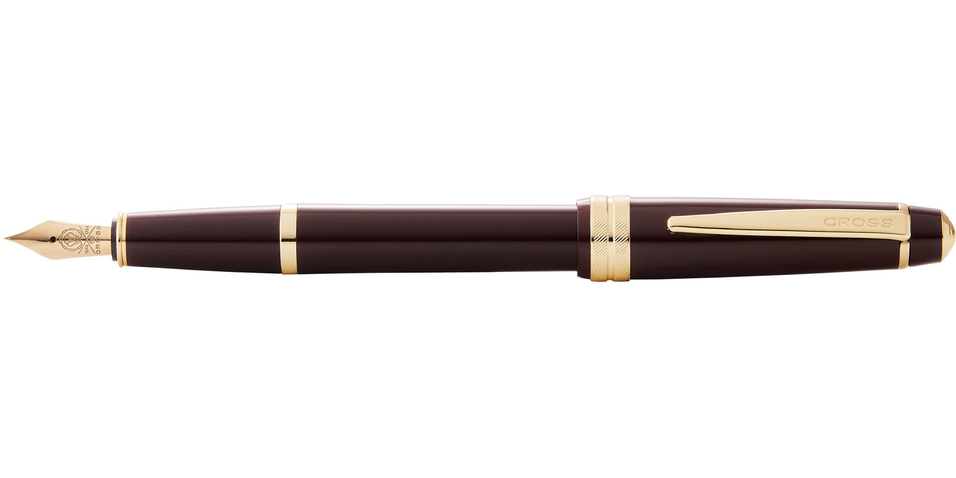 Bailey Light™ Polished Burgundy Resin and Gold Tone Fine Nib Fountain Pen - Image 3