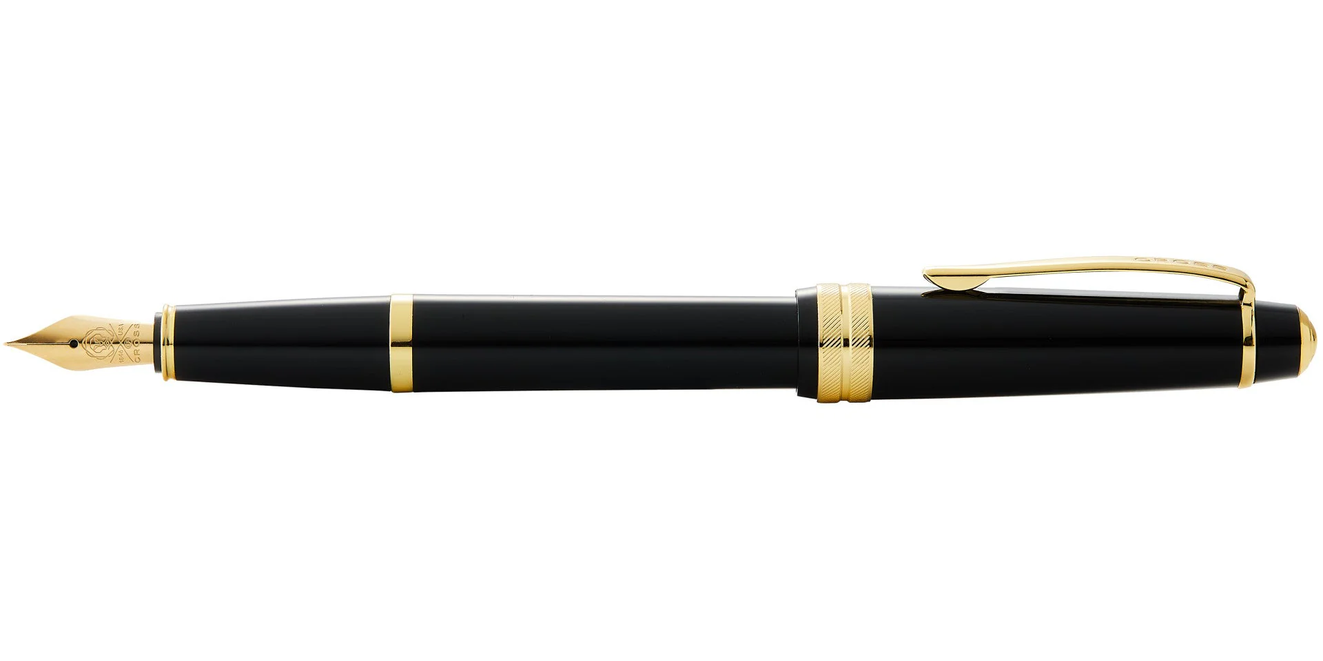 Bailey Light™ Polished Black Resin and Gold Tone Fine Nib Fountain Pen - Image 4